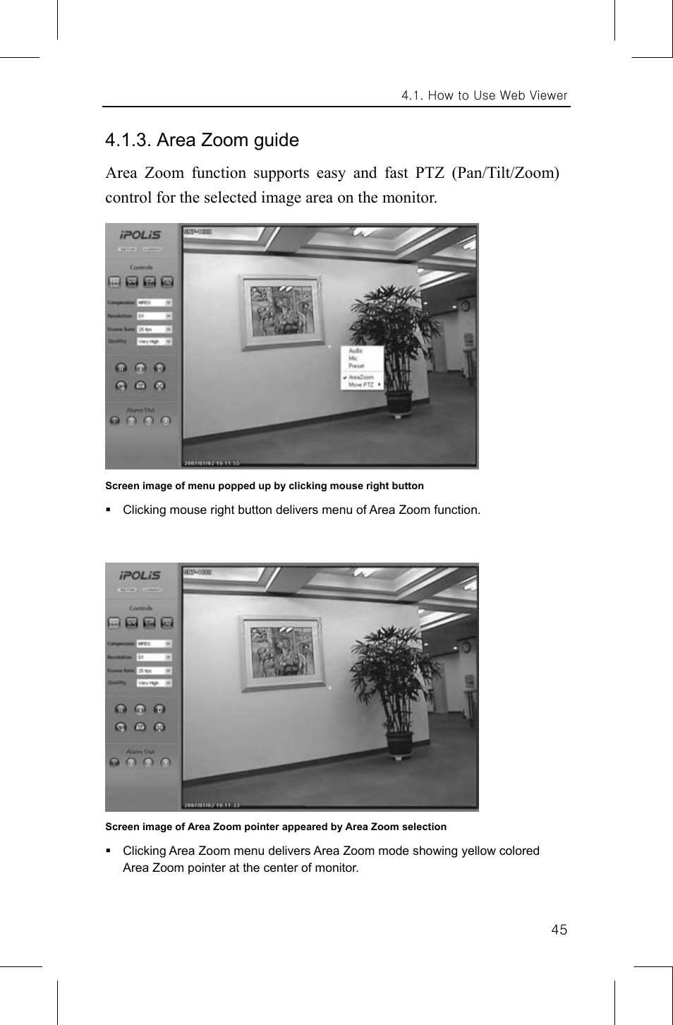 Area zoom guide | Samsung SNP-1000A User Manual | Page 49 / 118
