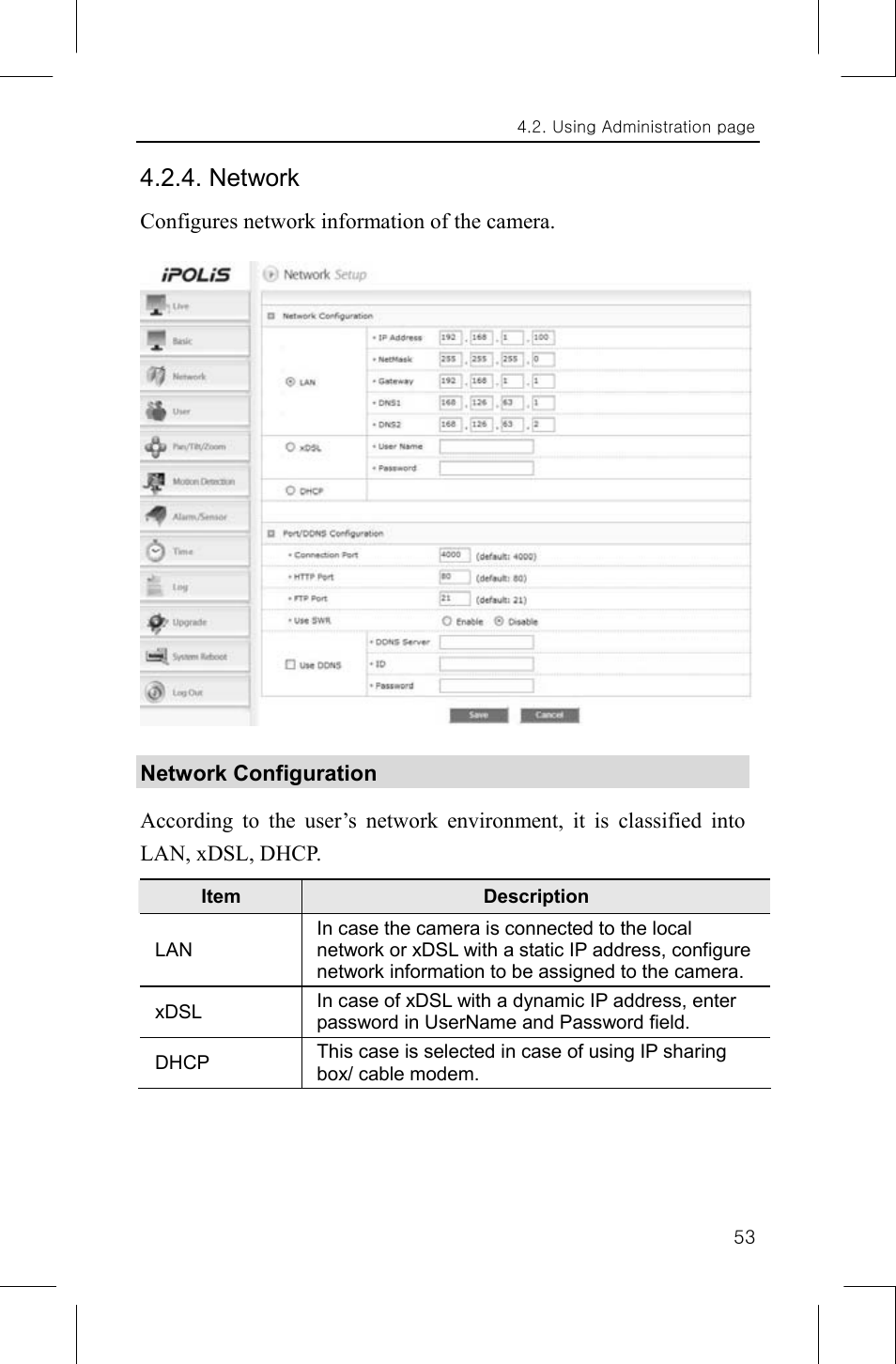 Network | Samsung SNP-1000A User Manual | Page 57 / 118