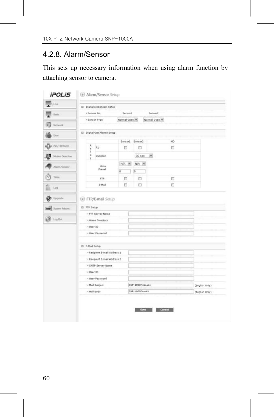 Alarm/sensor | Samsung SNP-1000A User Manual | Page 64 / 118