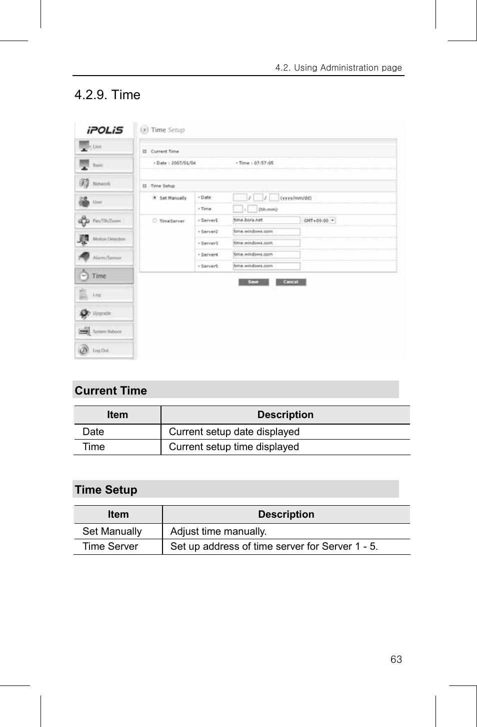 Time | Samsung SNP-1000A User Manual | Page 67 / 118