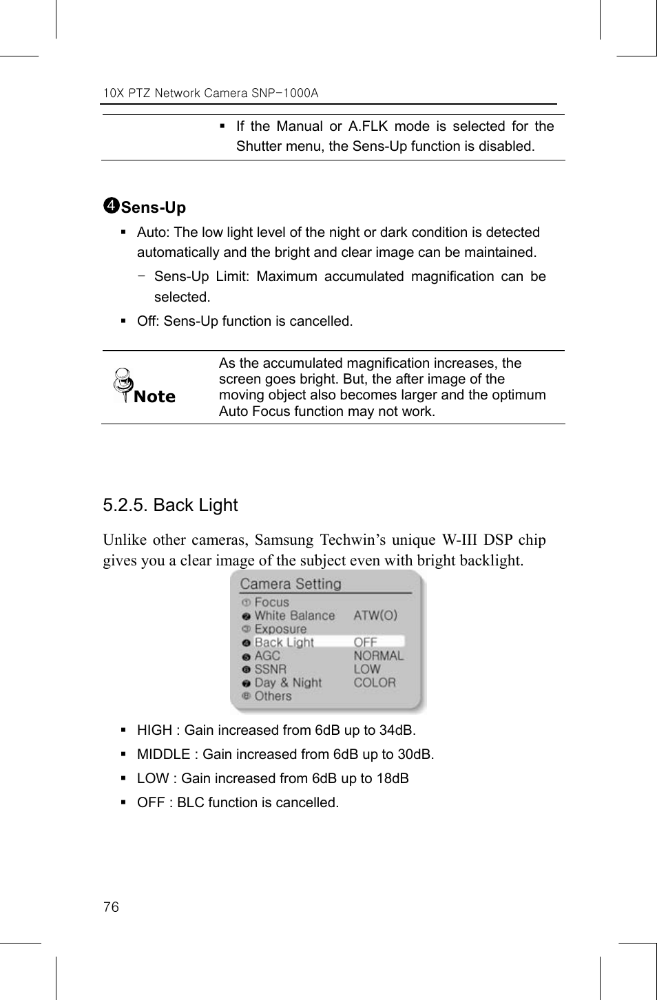 Back light | Samsung SNP-1000A User Manual | Page 80 / 118