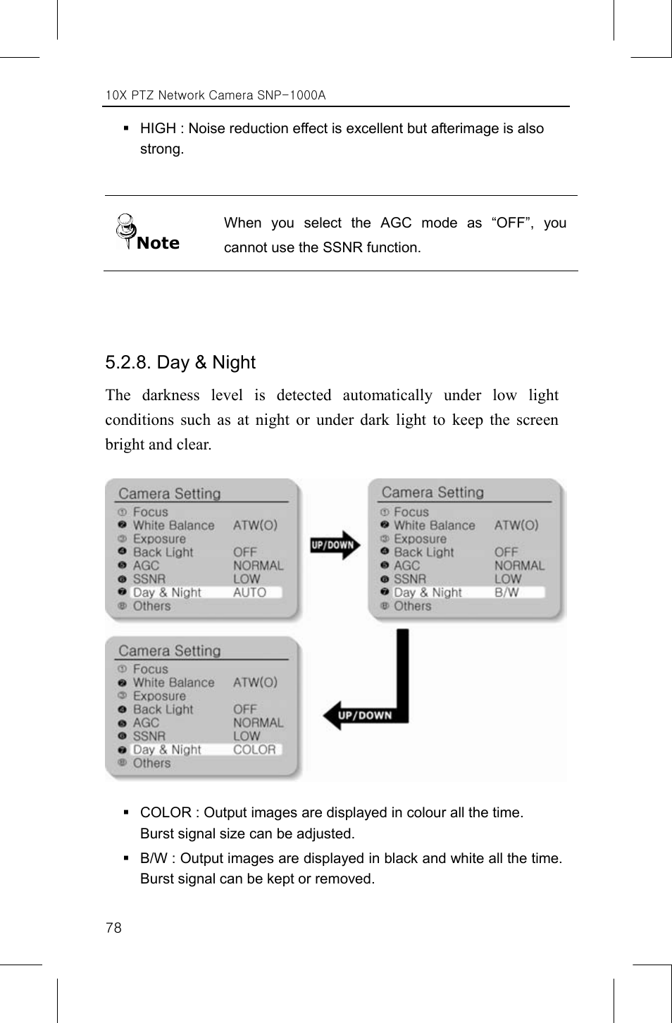 Day & night | Samsung SNP-1000A User Manual | Page 82 / 118