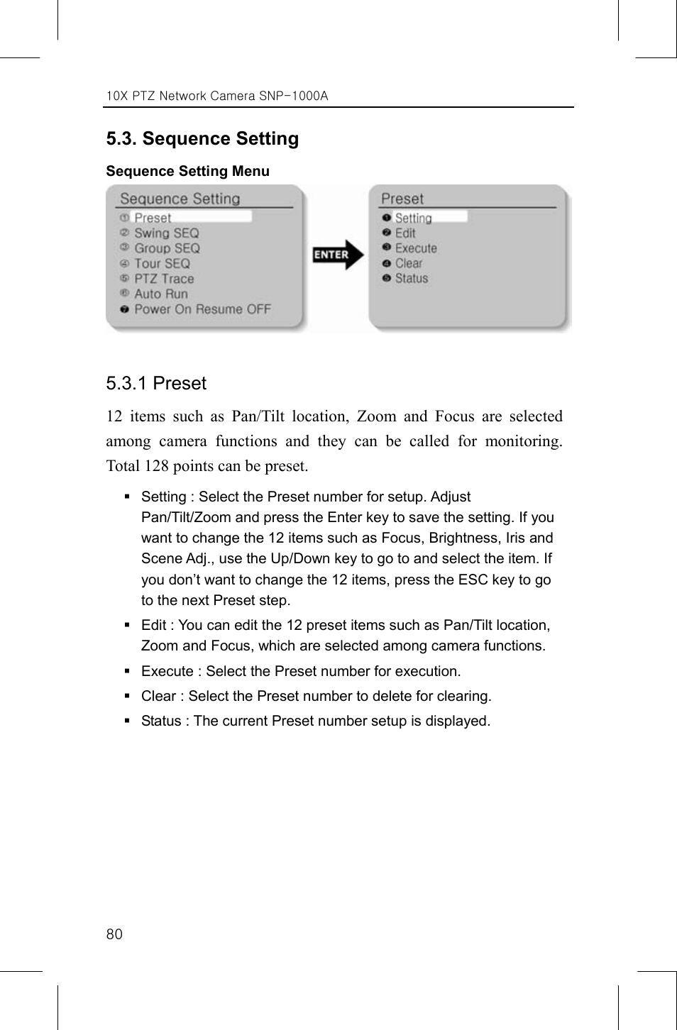 Sequence setting, 1 preset | Samsung SNP-1000A User Manual | Page 84 / 118