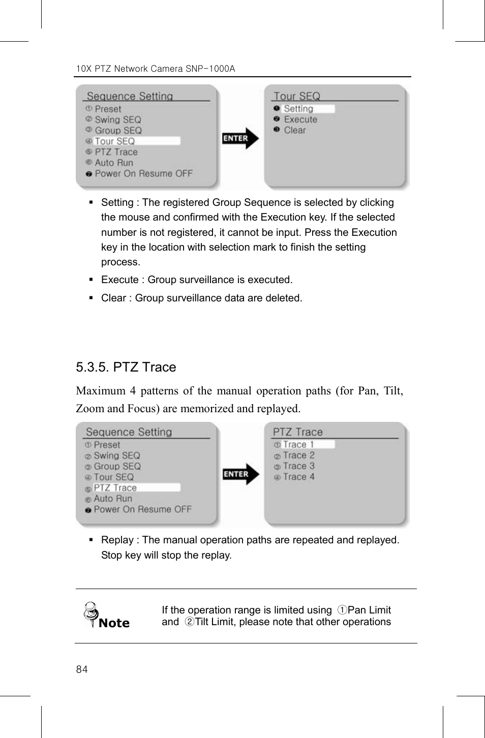 Ptz trace | Samsung SNP-1000A User Manual | Page 88 / 118