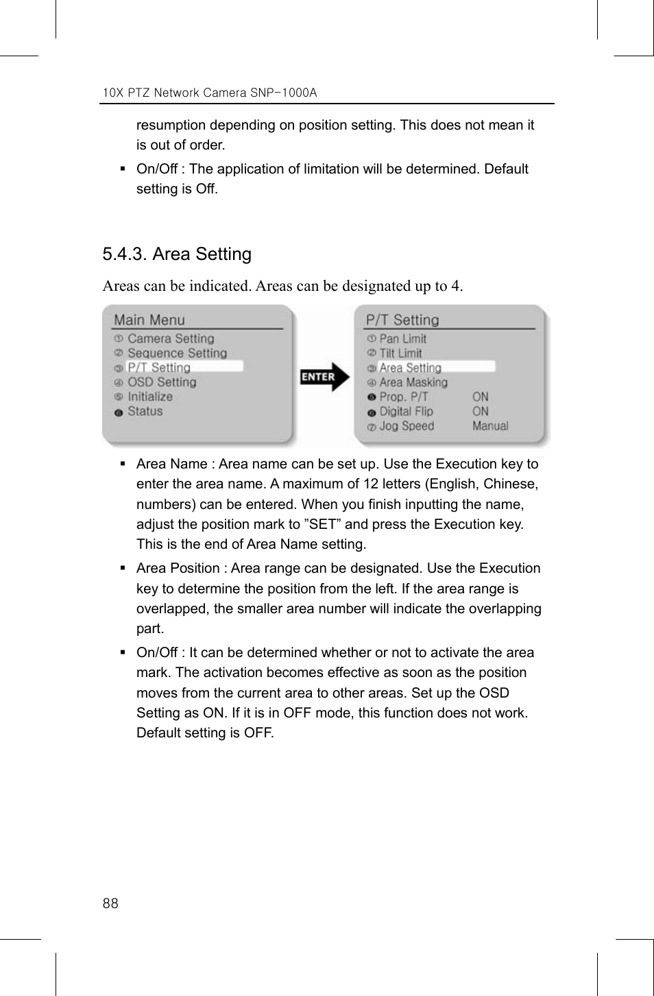 Area setting | Samsung SNP-1000A User Manual | Page 92 / 118