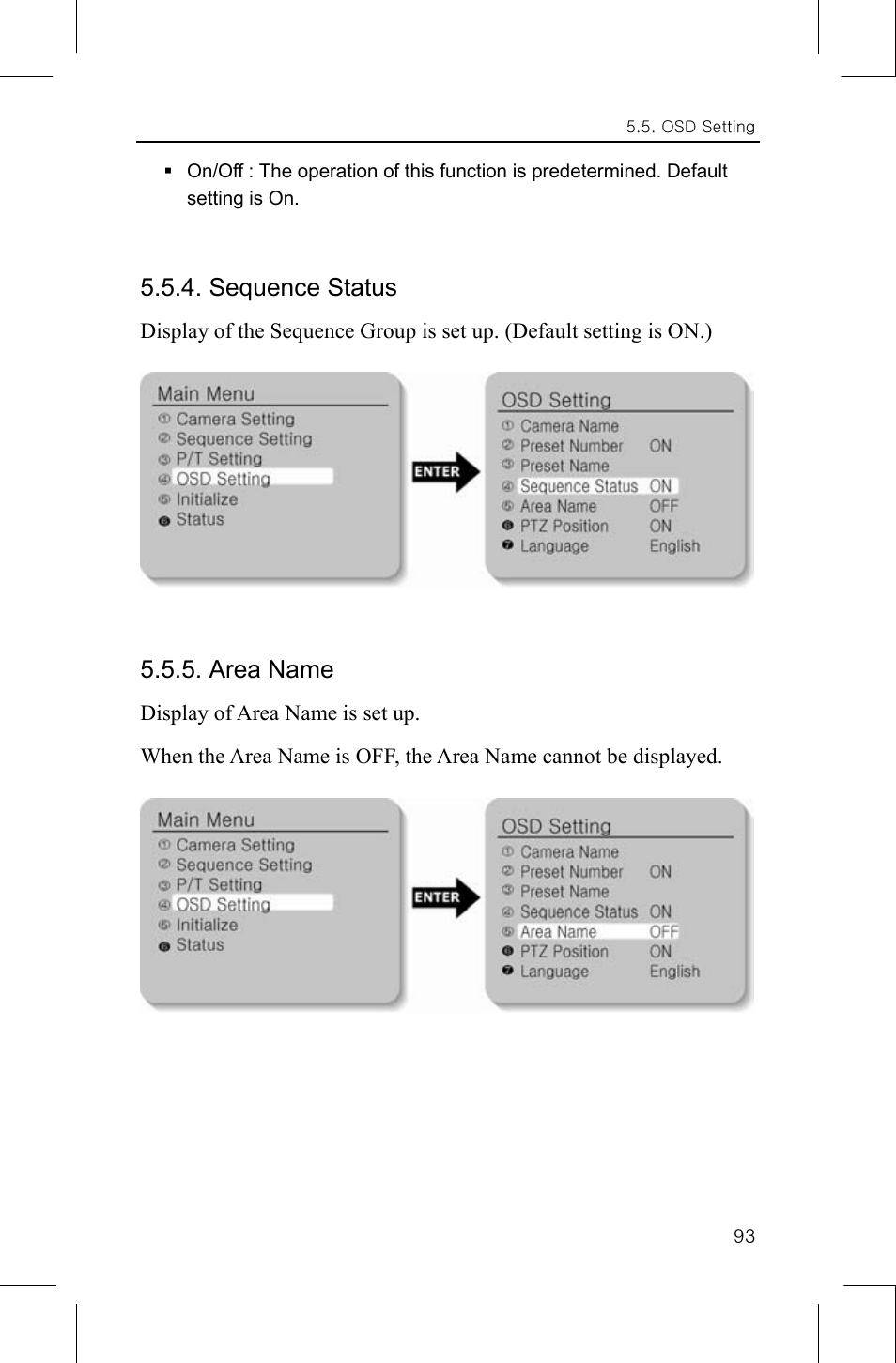 Sequence status, Area name | Samsung SNP-1000A User Manual | Page 97 / 118