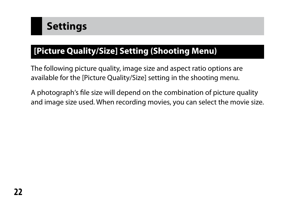 Settings | Samsung GR LENS A12 User Manual | Page 22 / 52