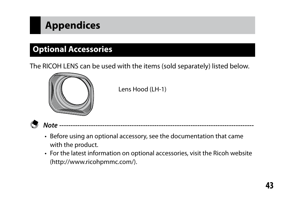 Appendices | Samsung GR LENS A12 User Manual | Page 43 / 52