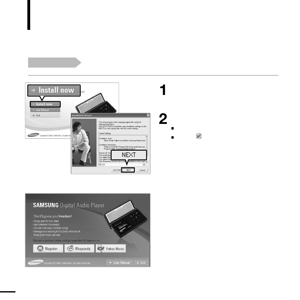 Chapter 2. loading your desired file, Installing samsung media studio | Samsung YP-K5JZBY User Manual | Page 16 / 61