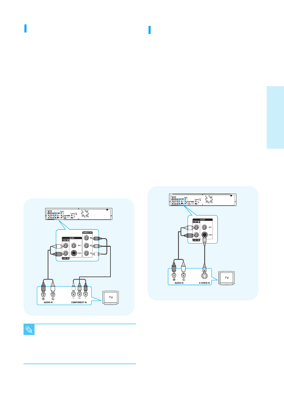 Connecting to a tv (component), Connecting to a tv (s-video), Connecting | English - 19 | Samsung BD-P1200 User Manual | Page 20 / 56
