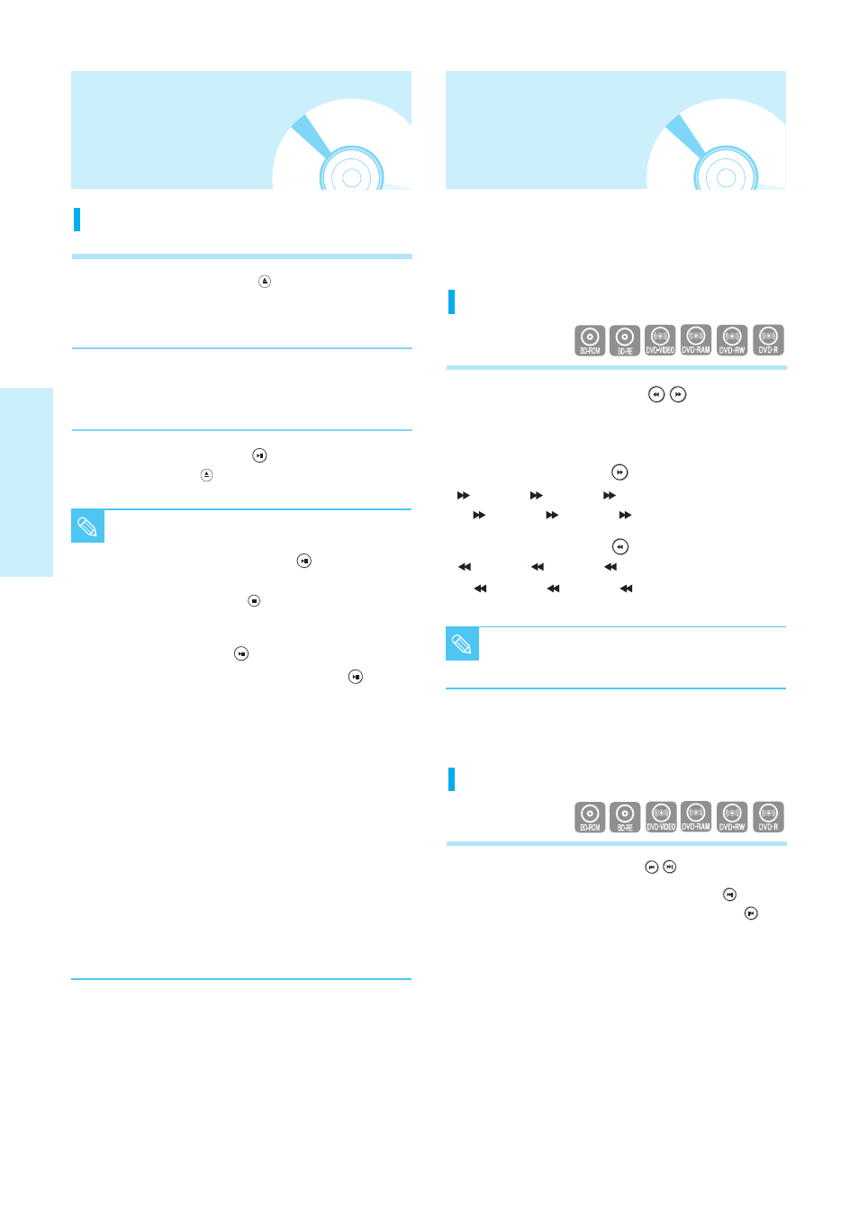 Playing a disc, Using the search andskip functions, Using the search and skip functions | Playback, 24 - english, Skipping tracks, Searching through a chapter or track | Samsung BD-P1200 User Manual | Page 25 / 56