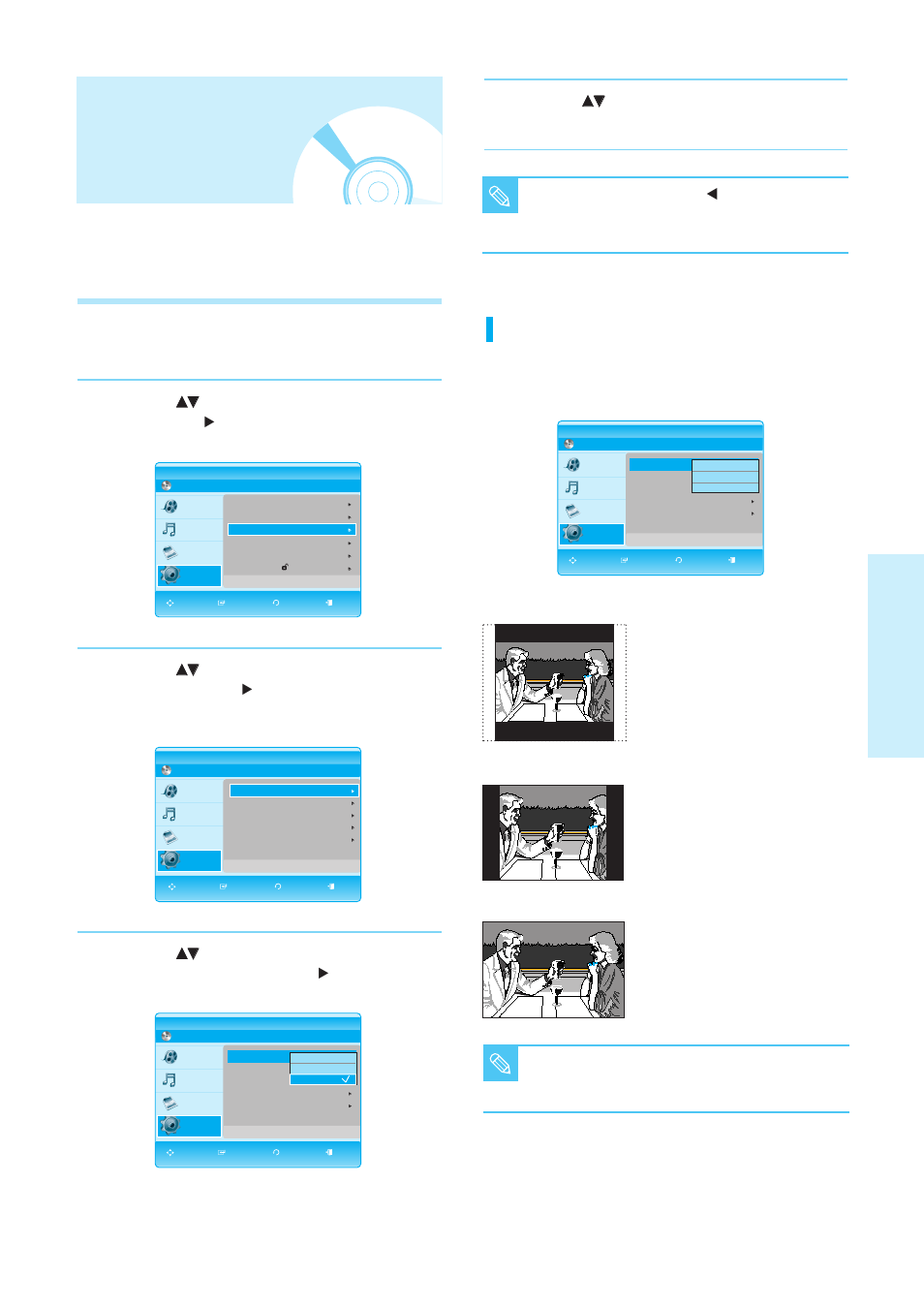 Setting up the videodisplay/output options, Setting up the video display/output options, System setup | English - 41, Tv aspect, With the unit in stop mode, press the menu button, Press the | Samsung BD-P1200 User Manual | Page 42 / 56