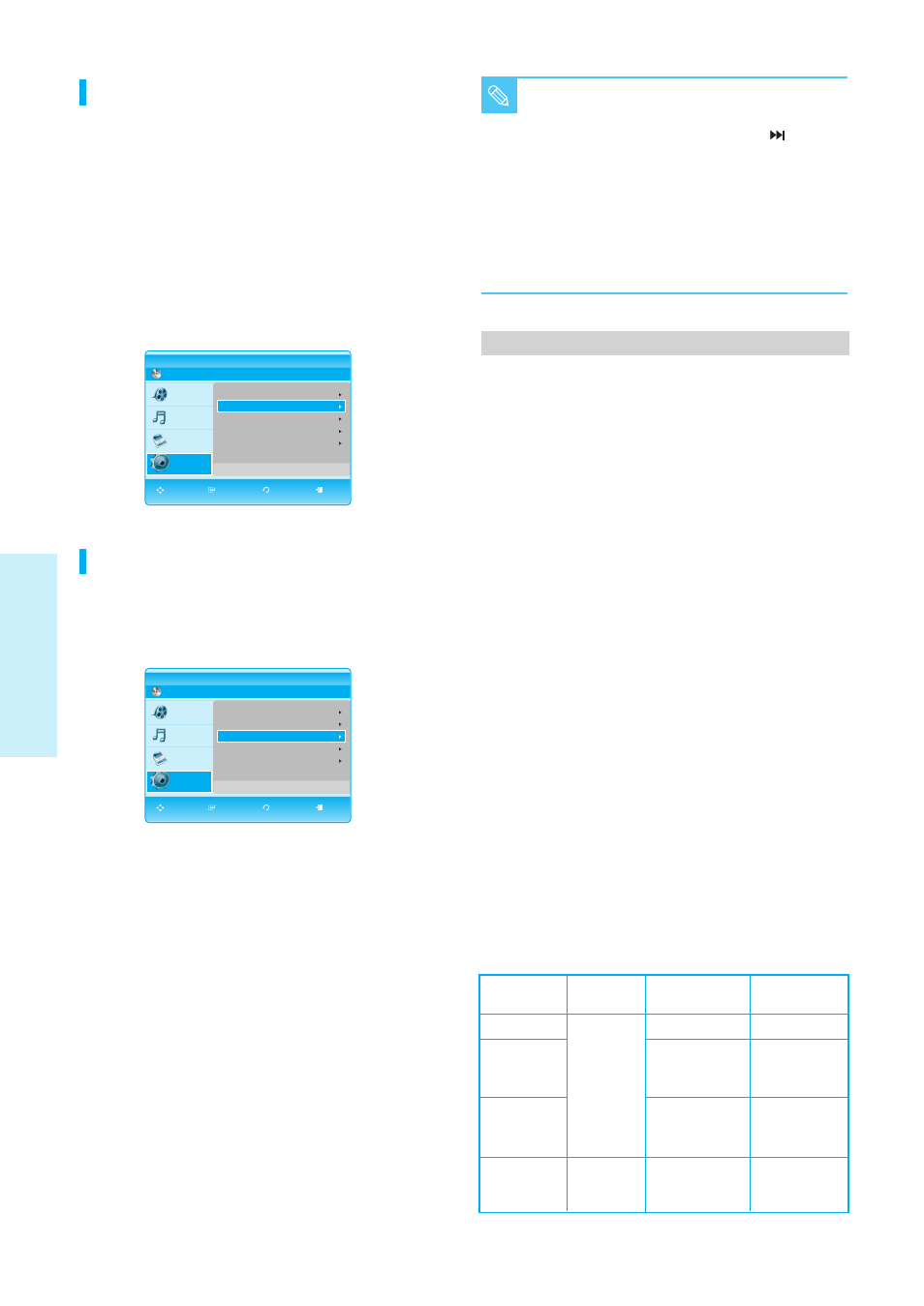 System setup, 42 - english, Movie frame (24 fs) | Resolution, Resolution according to the output mode | Samsung BD-P1200 User Manual | Page 43 / 56