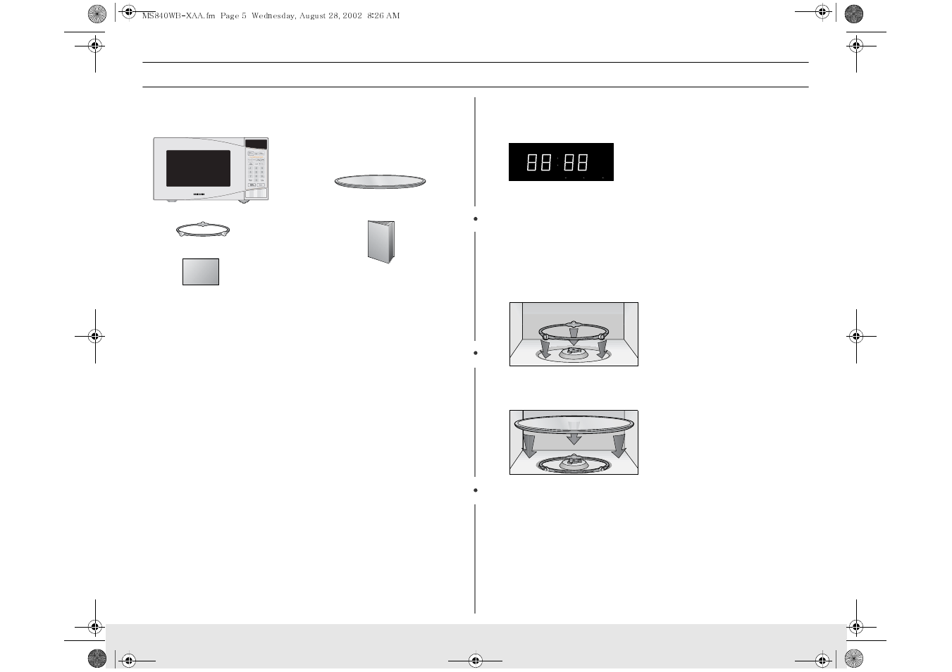 Your new microwave oven, Setting up your microwave oven | Samsung MS840CB User Manual | Page 5 / 24