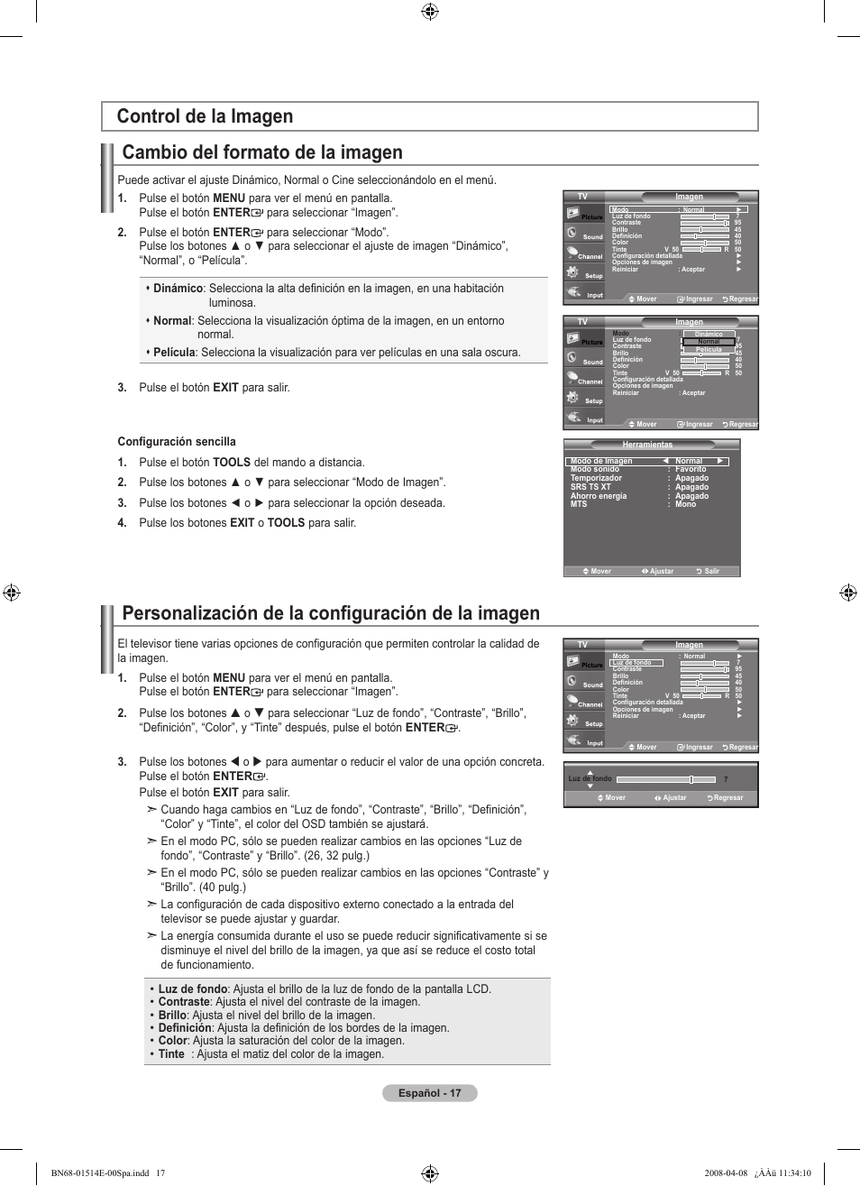 Personalización de la configuración de la imagen | Samsung Digimax 330 User Manual | Page 69 / 102