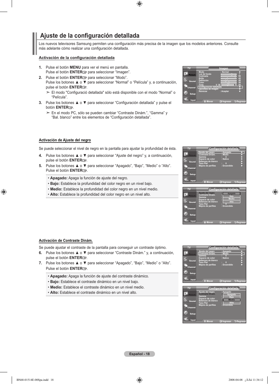 Ajuste de la configuración detallada | Samsung Digimax 330 User Manual | Page 70 / 102