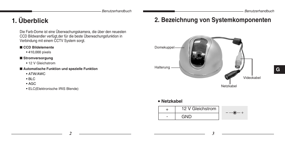 Bezeichnung von systemkomponenten, Überblick | Samsung SCC-B5201(S)P User Manual | Page 15 / 31