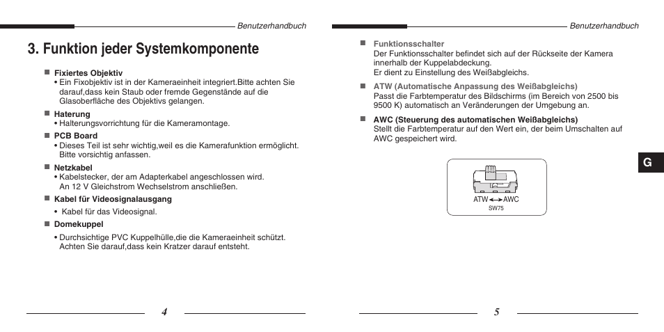 Funktion jeder systemkomponente | Samsung SCC-B5201(S)P User Manual | Page 16 / 31