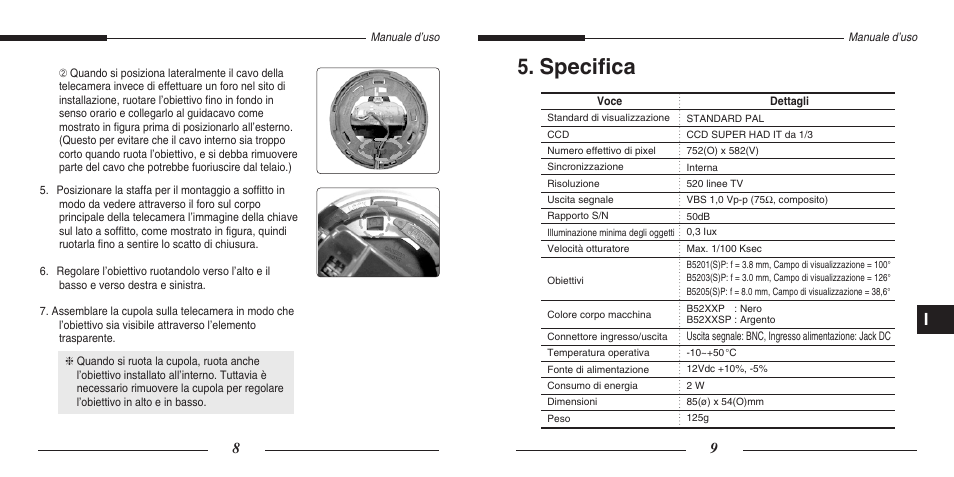 Specifica | Samsung SCC-B5201(S)P User Manual | Page 30 / 31