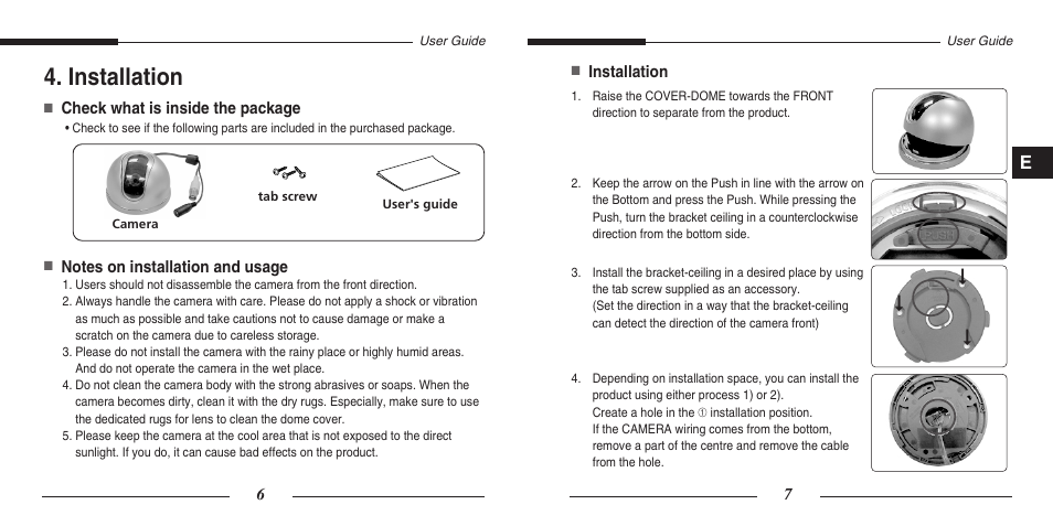 Installation | Samsung SCC-B5201(S)P User Manual | Page 5 / 31