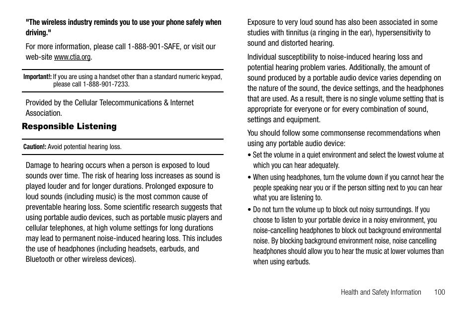 Responsible listening, De. (for | Samsung Byline SCH-R310 User Manual | Page 103 / 120