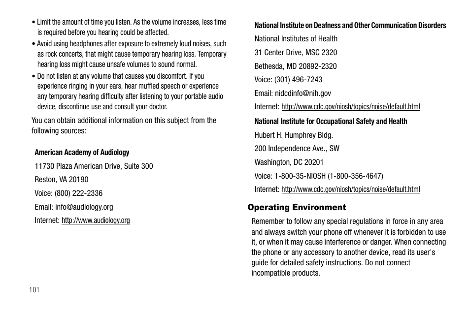 Operating environment | Samsung Byline SCH-R310 User Manual | Page 104 / 120