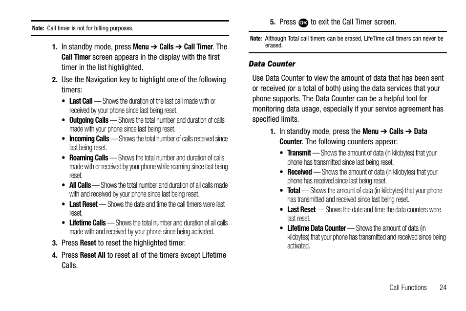 Data counter | Samsung Byline SCH-R310 User Manual | Page 27 / 120