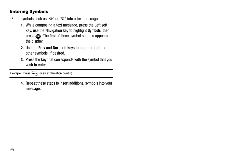 Entering symbols | Samsung Byline SCH-R310 User Manual | Page 32 / 120