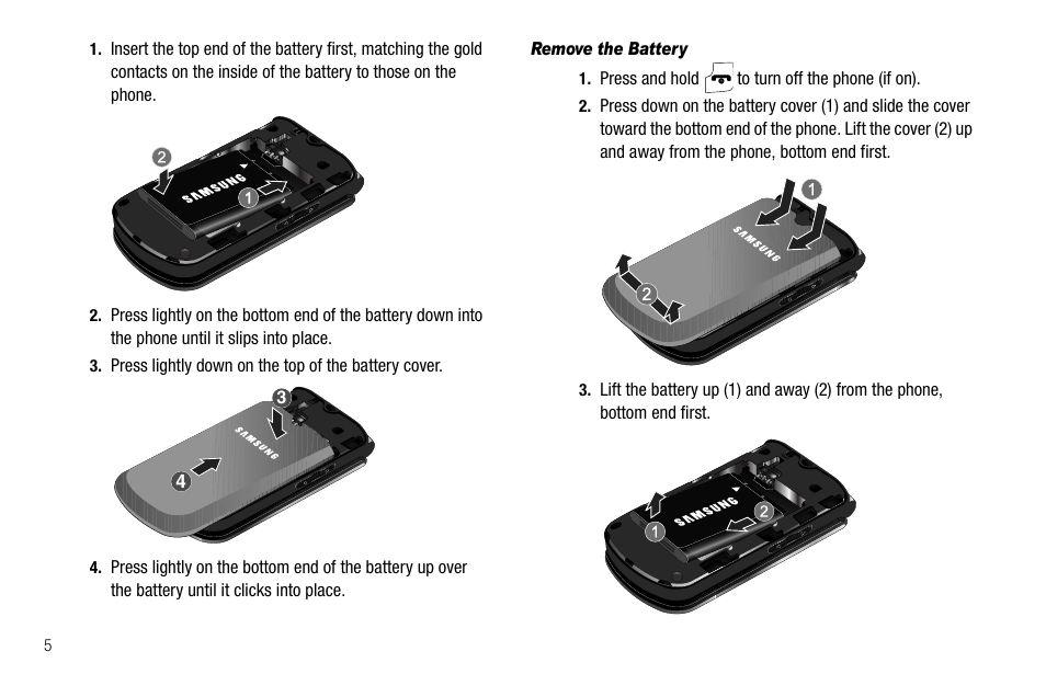 Remove the battery | Samsung Byline SCH-R310 User Manual | Page 8 / 120