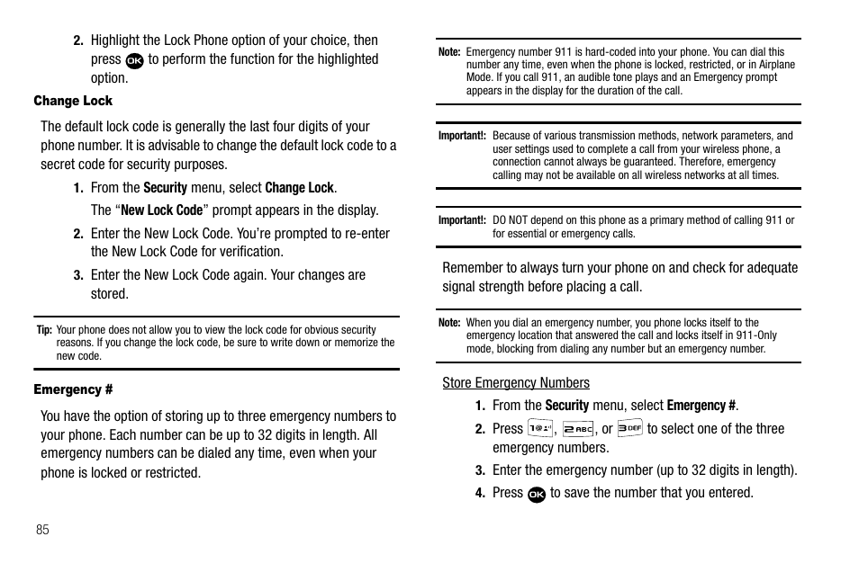 Change lock, Emergency, Ne. (for more | Samsung Byline SCH-R310 User Manual | Page 88 / 120