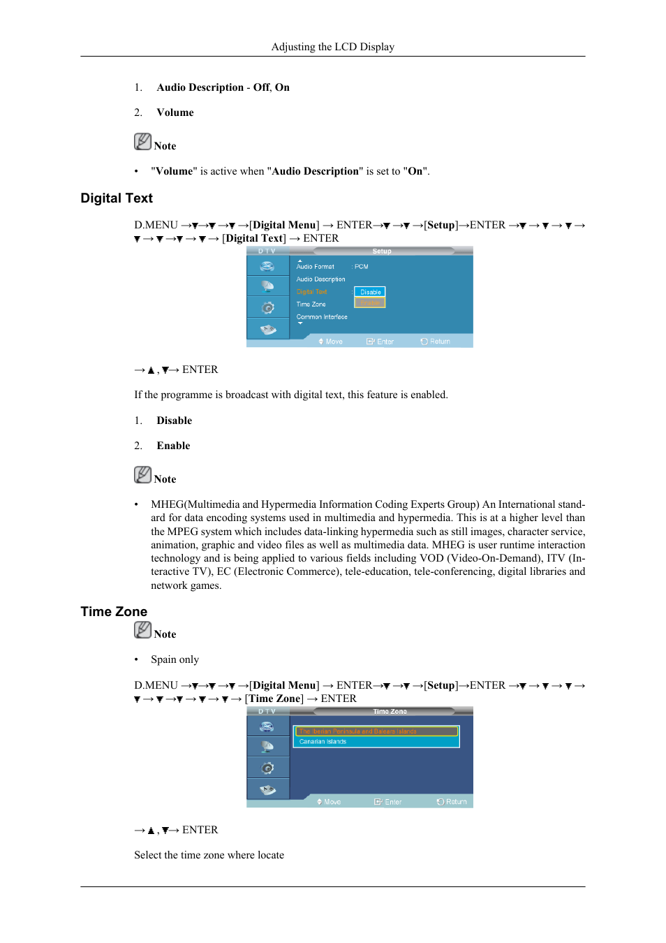 Digital text, Time zone | Samsung 400CXN User Manual | Page 102 / 132