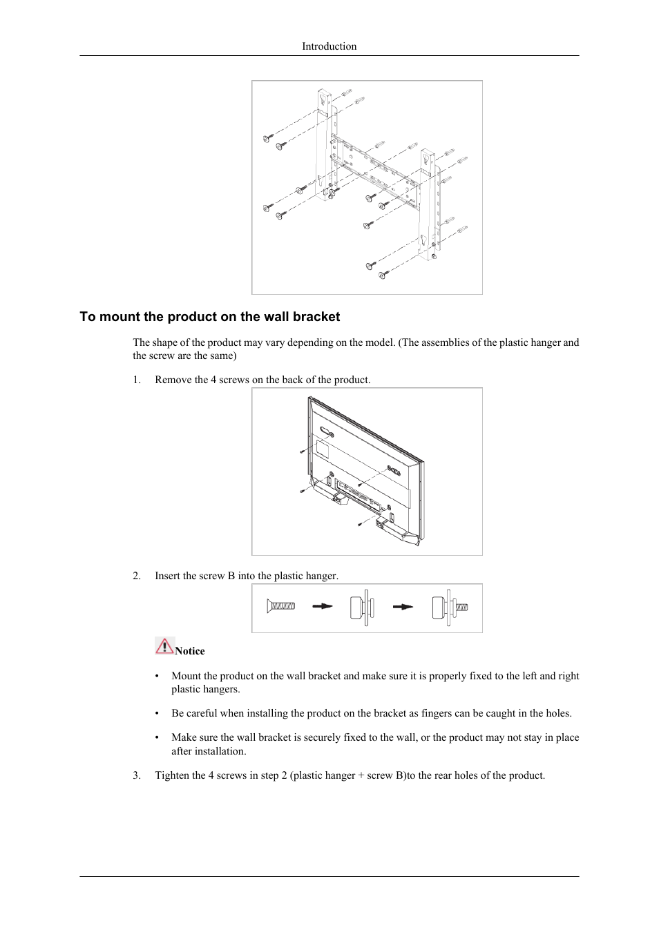 To mount the product on the wall bracket | Samsung 400CXN User Manual | Page 22 / 132