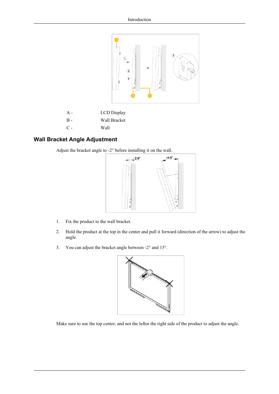 Wall bracket angle adjustment | Samsung 400CXN User Manual | Page 29 / 132