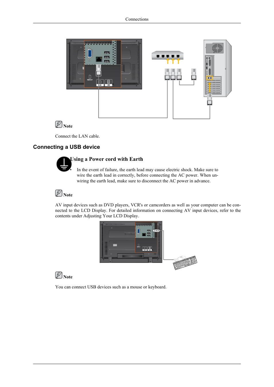 Connecting a usb device | Samsung 400CXN User Manual | Page 35 / 132