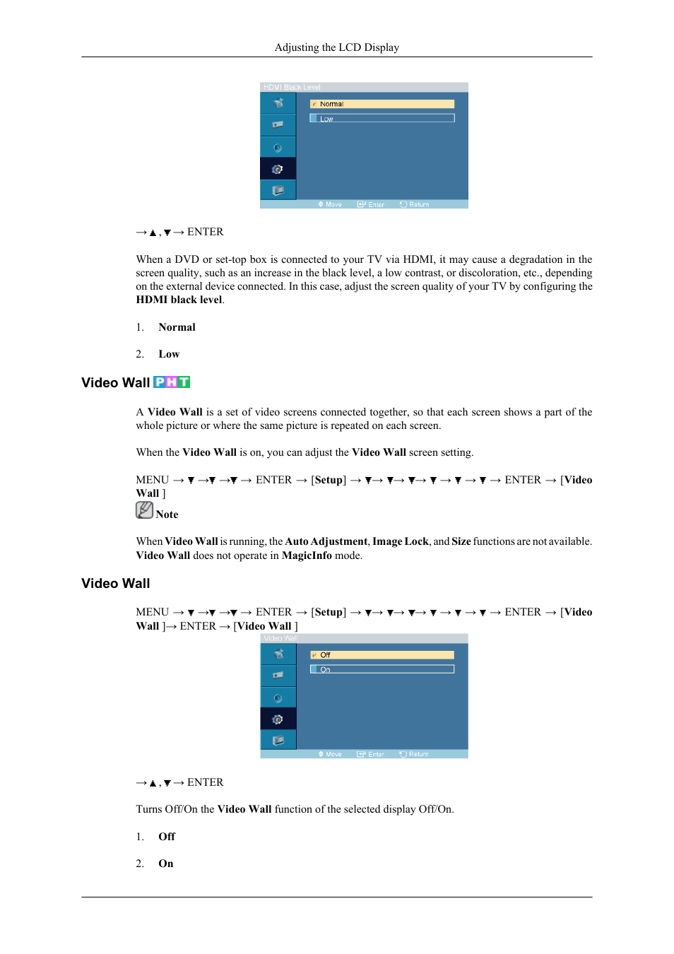 Video wall | Samsung 400CXN User Manual | Page 67 / 132