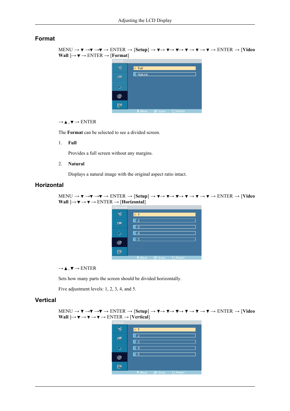 Format, Horizontal, Vertical | Samsung 400CXN User Manual | Page 68 / 132