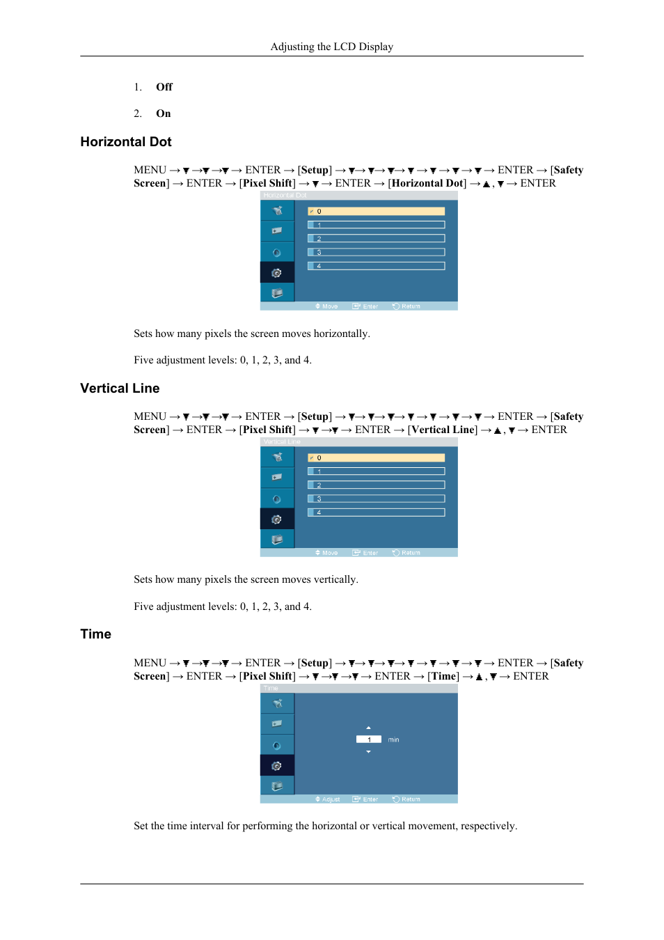 Horizontal dot, Vertical line, Time | Samsung 400CXN User Manual | Page 70 / 132