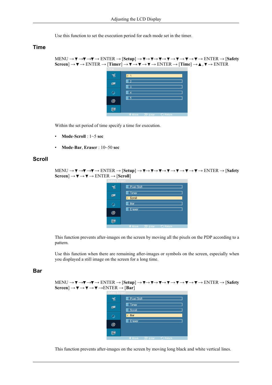 Time, Scroll | Samsung 400CXN User Manual | Page 72 / 132