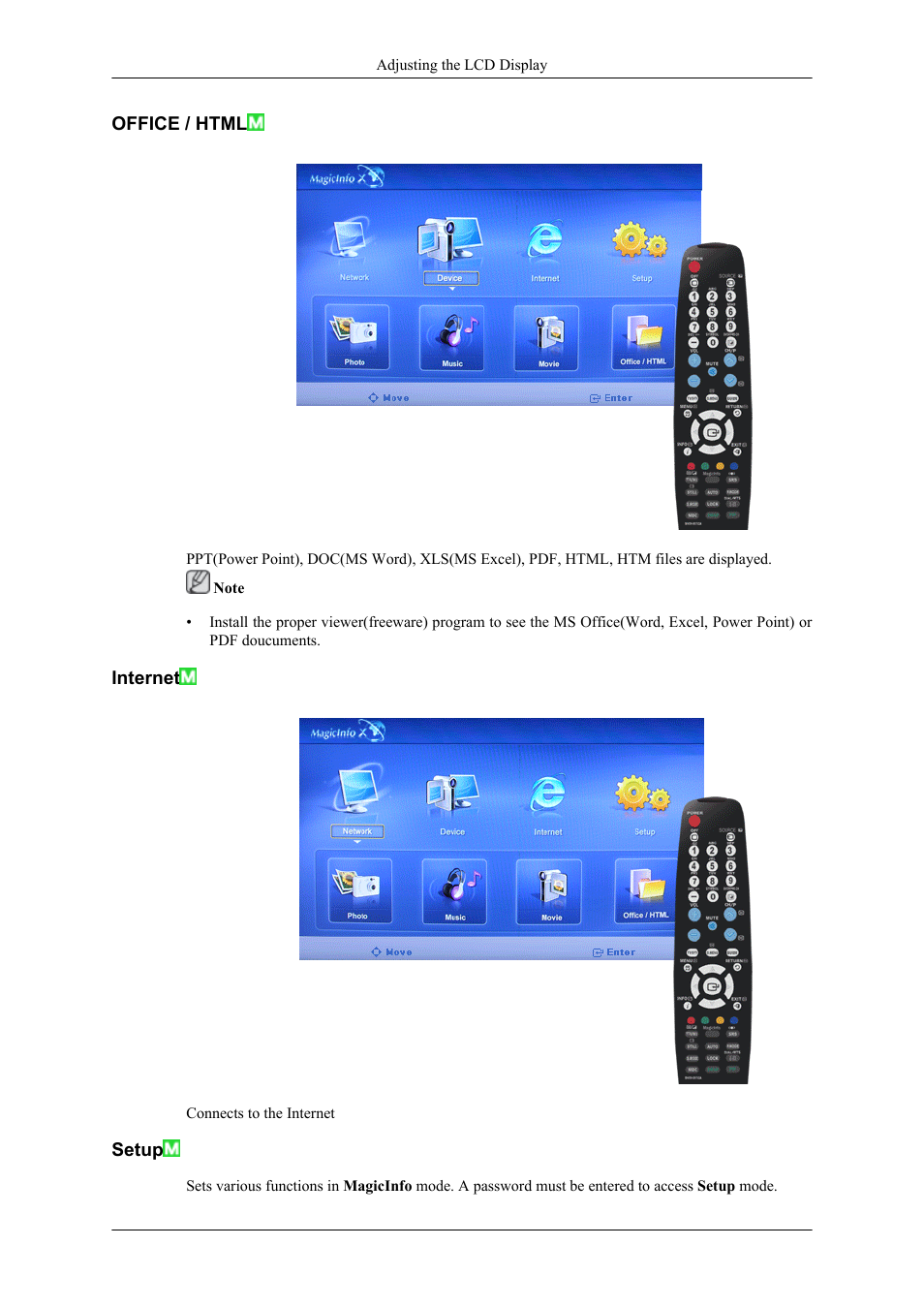 Office / html, Internet, Setup | Samsung 400CXN User Manual | Page 82 / 132