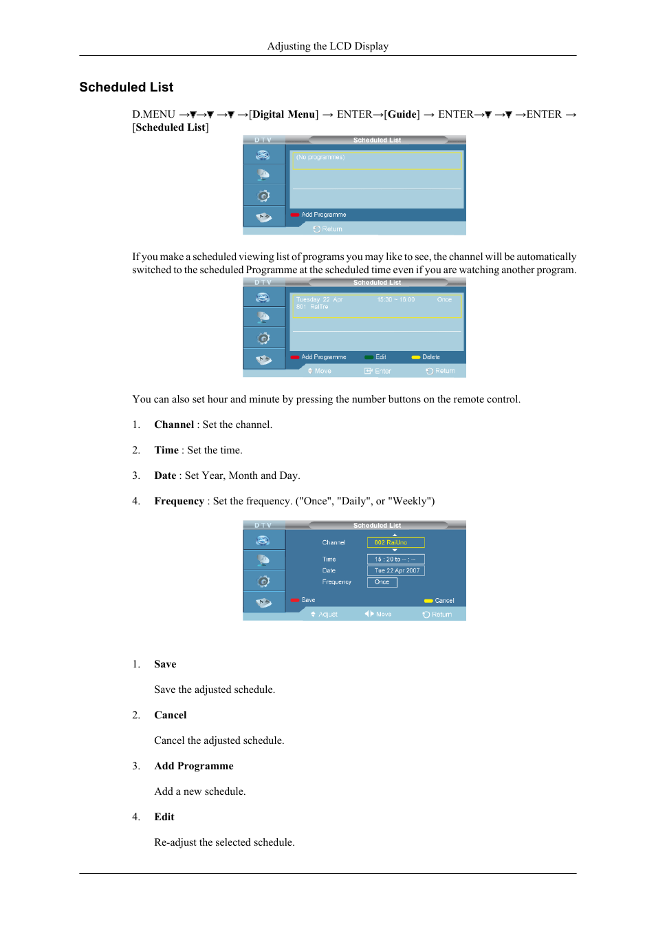 Scheduled list | Samsung 400CXN User Manual | Page 94 / 132