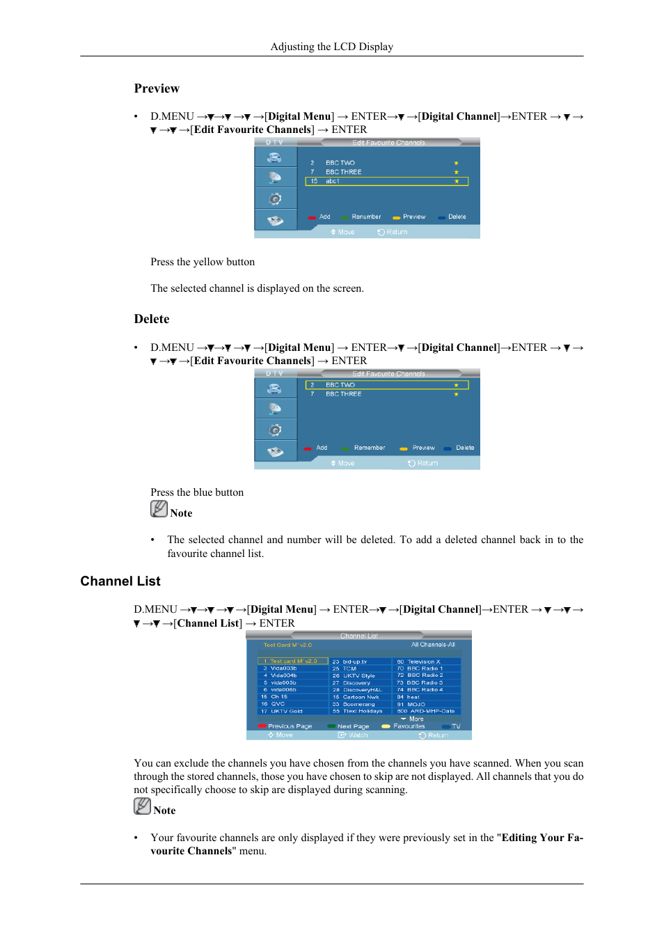 Channel list | Samsung 400CXN User Manual | Page 98 / 132