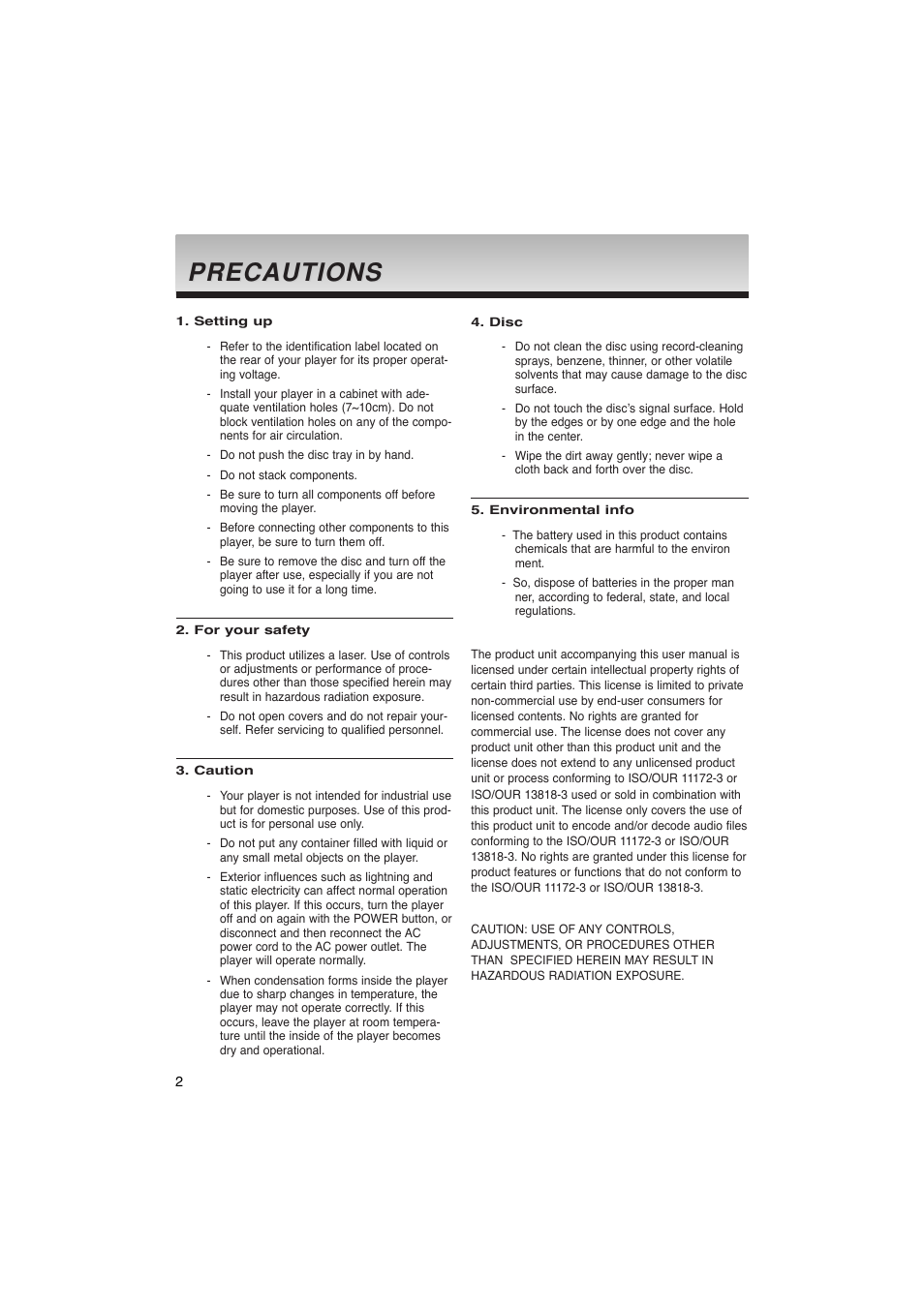 Precautions | Samsung AK68-00918M User Manual | Page 37 / 68