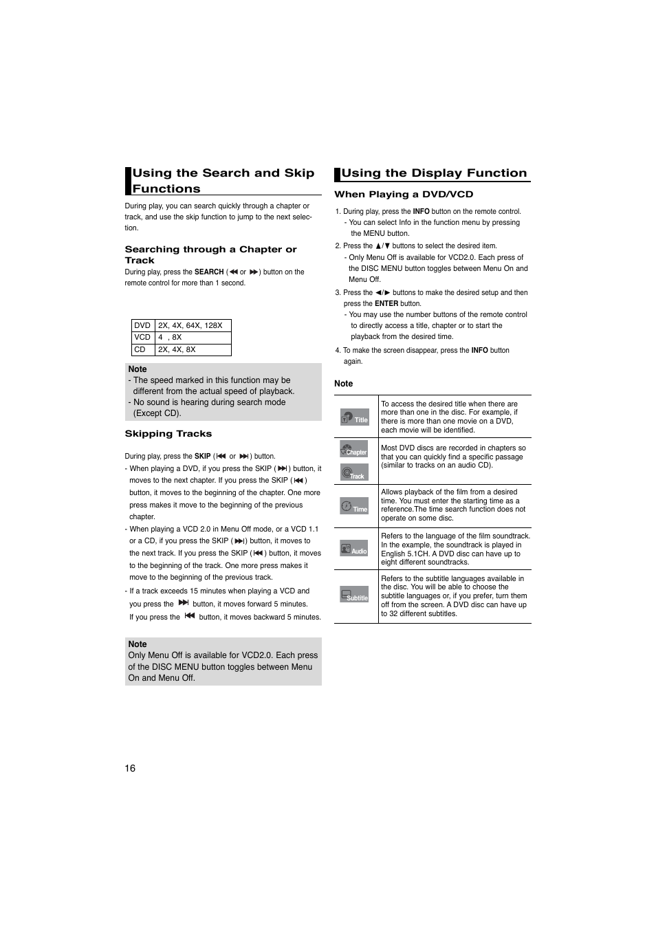 Using the search and skip functions, Using the display function | Samsung AK68-00918M User Manual | Page 51 / 68