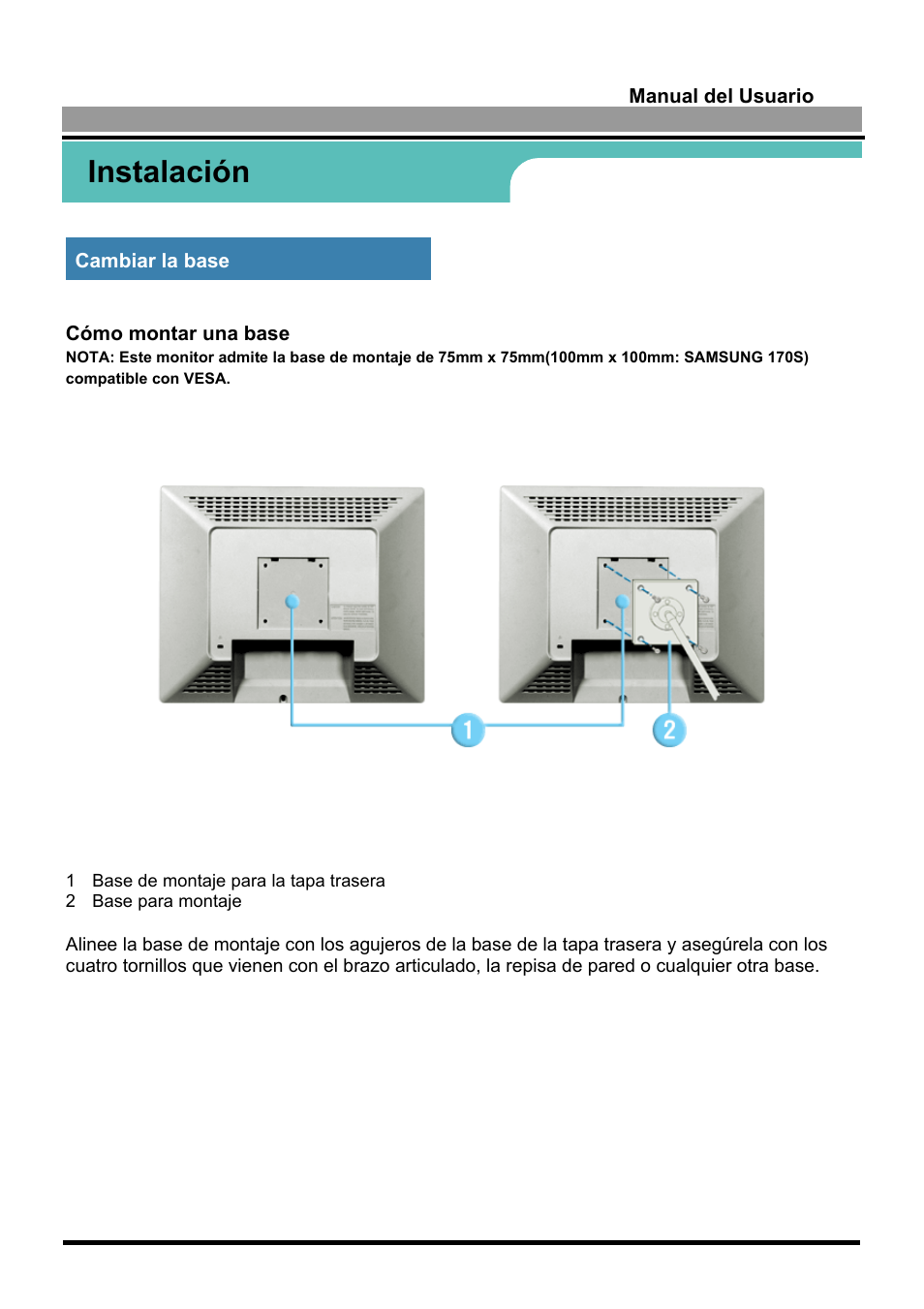 Instalación | Samsung 170S User Manual | Page 24 / 71