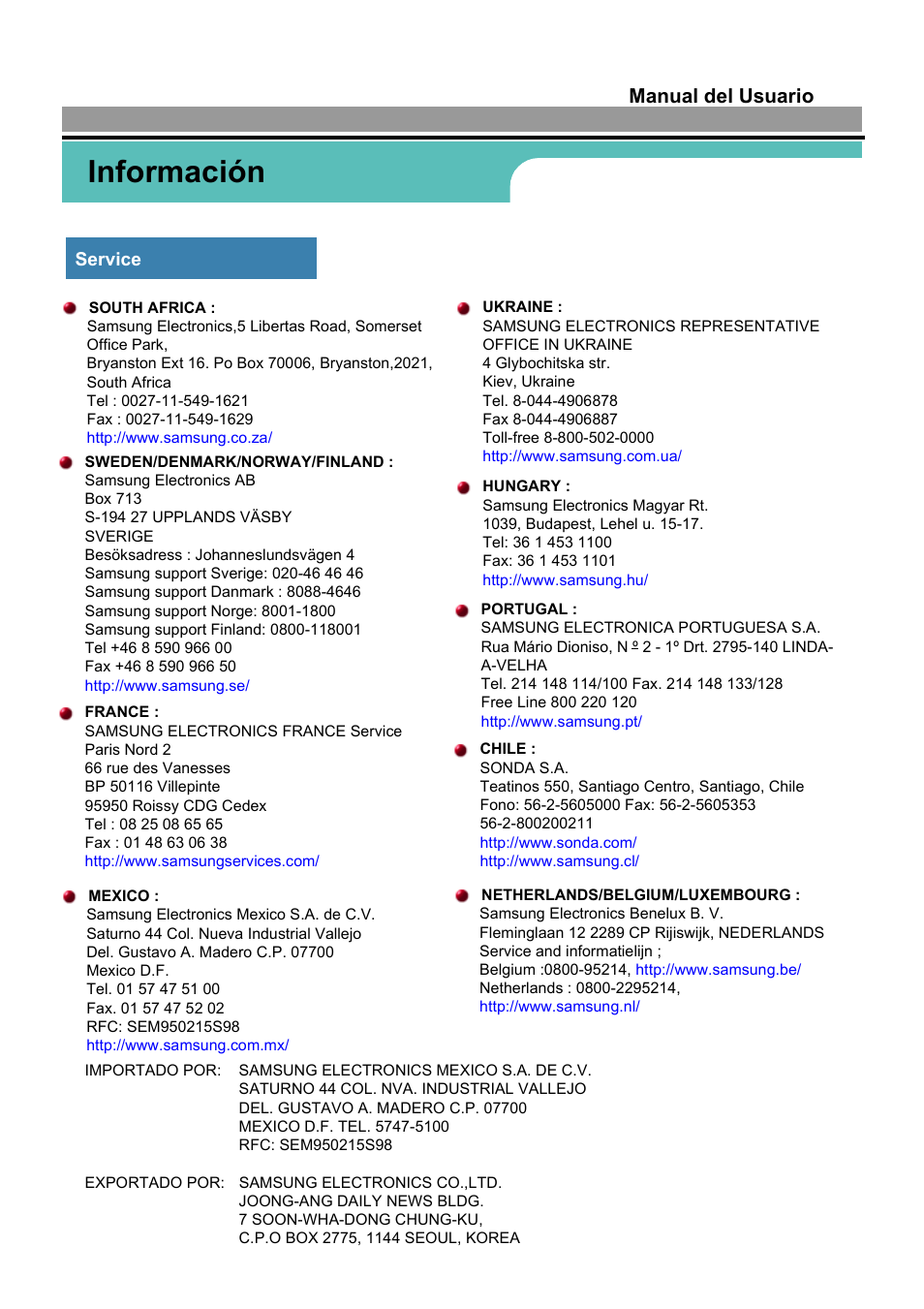 Información, Manual del usuario | Samsung 170S User Manual | Page 61 / 71