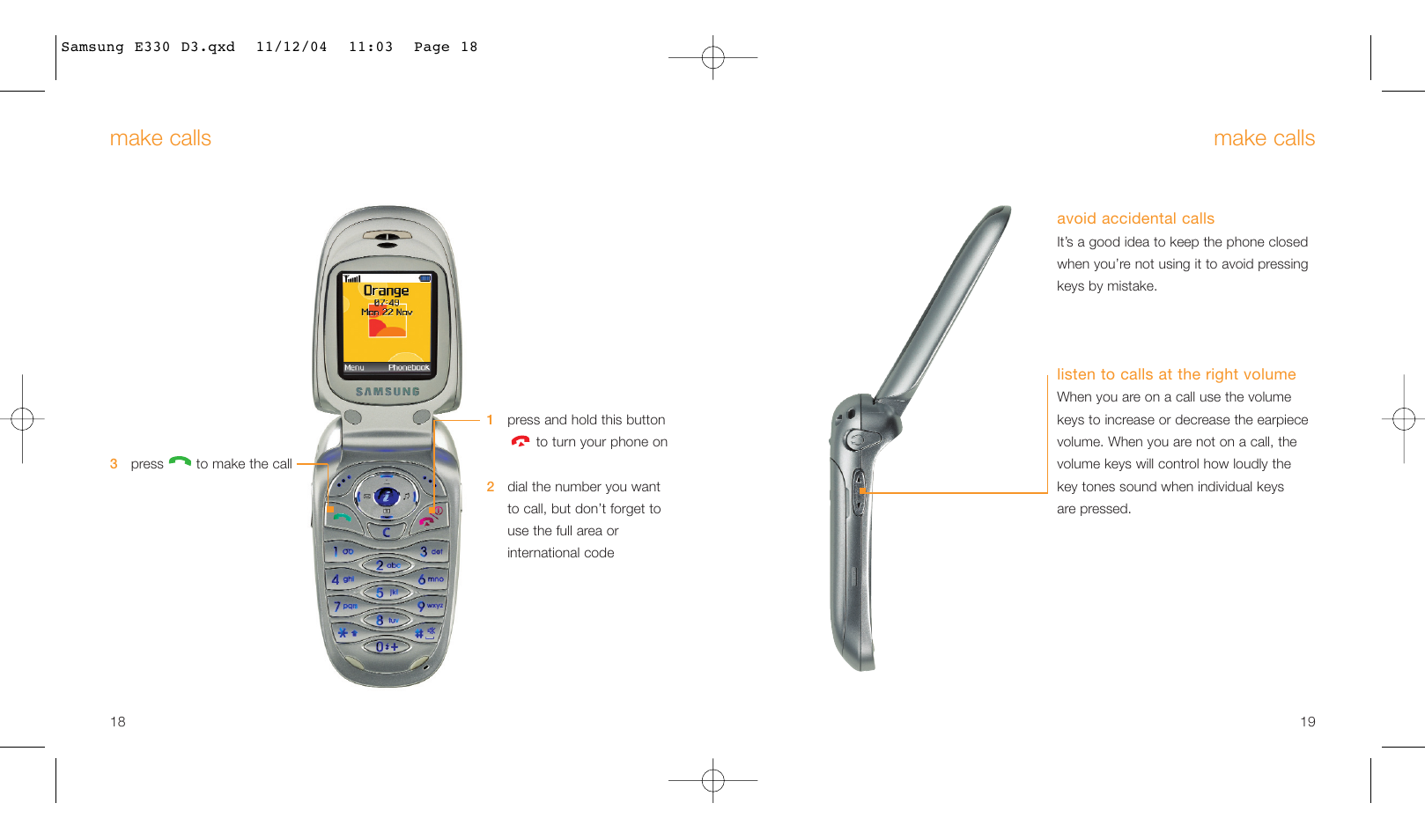 Make calls | Samsung E330 User Manual | Page 10 / 93