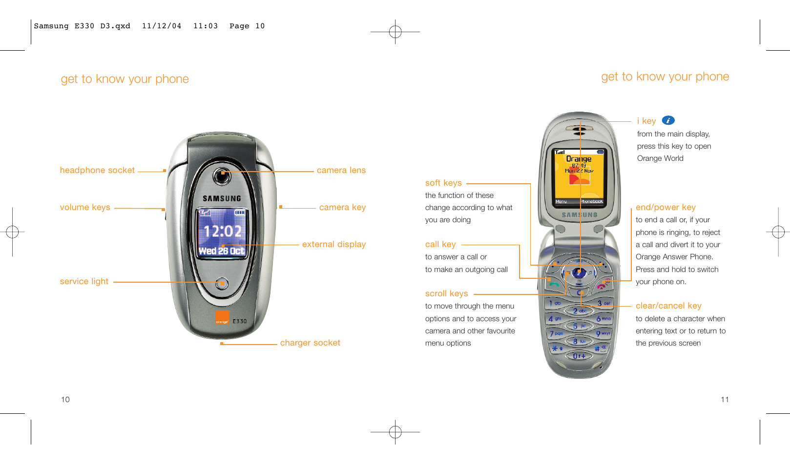 Get to know your phone | Samsung E330 User Manual | Page 6 / 93