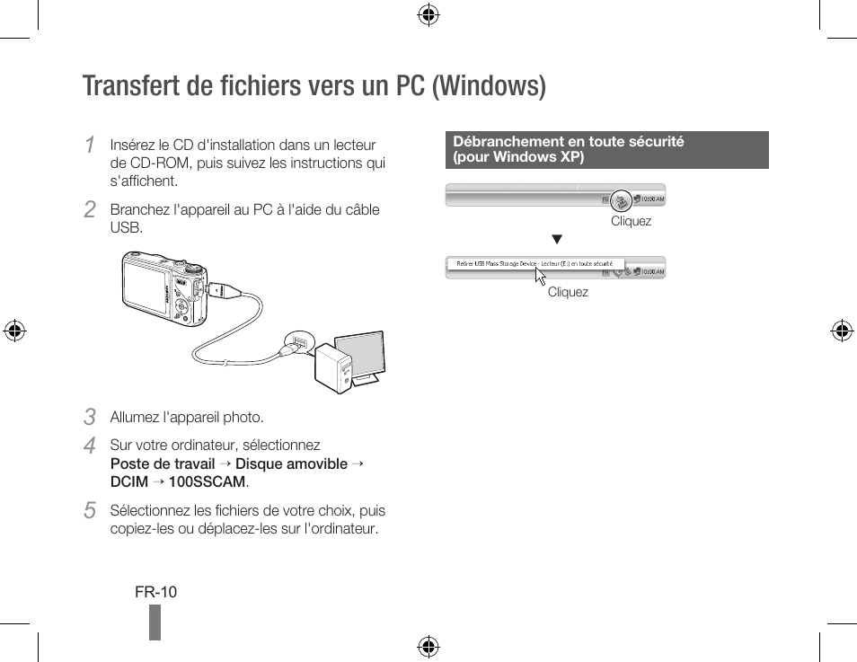 Transfert de fichiers vers un pc (windows) | Samsung WB550 User Manual | Page 30 / 34