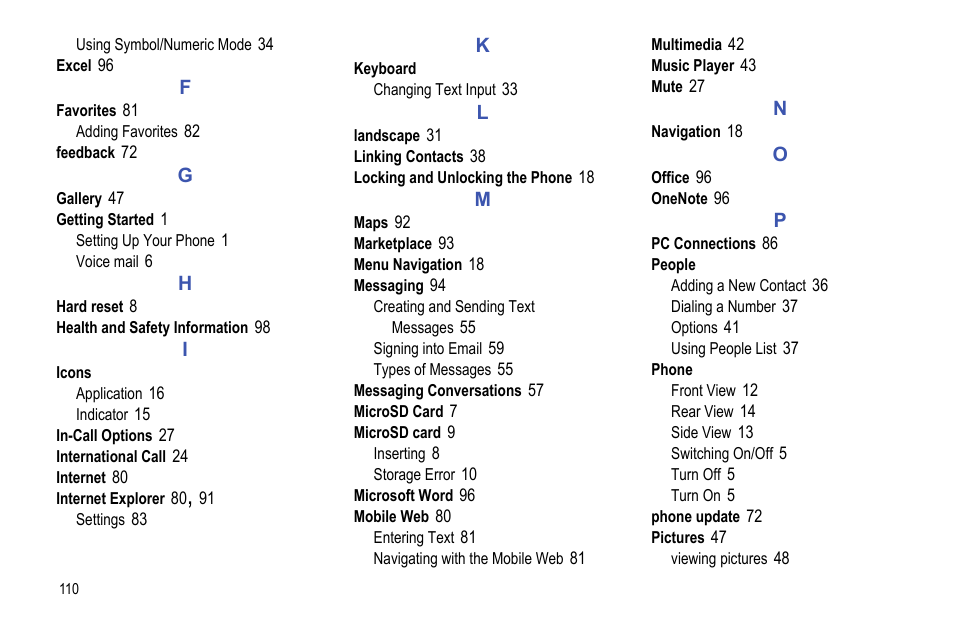 Samsung Focus i917R User Manual | Page 116 / 118