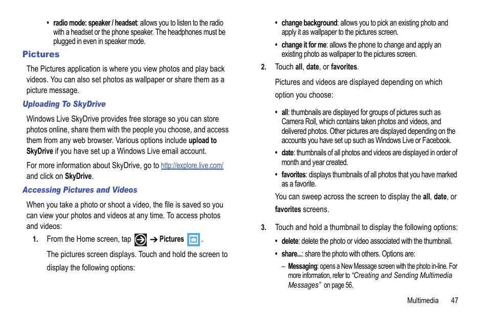 Pictures | Samsung Focus i917R User Manual | Page 53 / 118